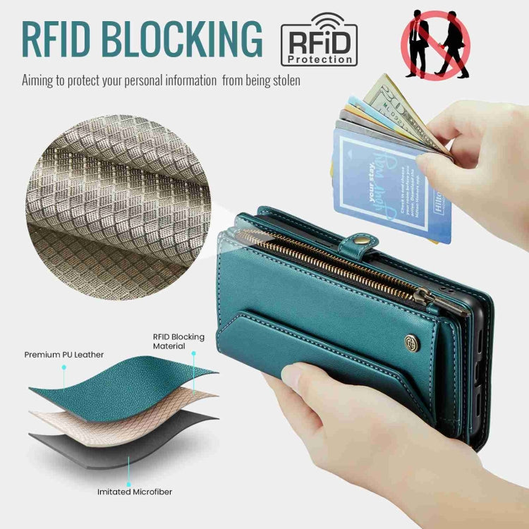 For Google Pixel 7a CaseMe C36 Card Slots Zipper Wallet RFID Anti-theft Leather Phone Case