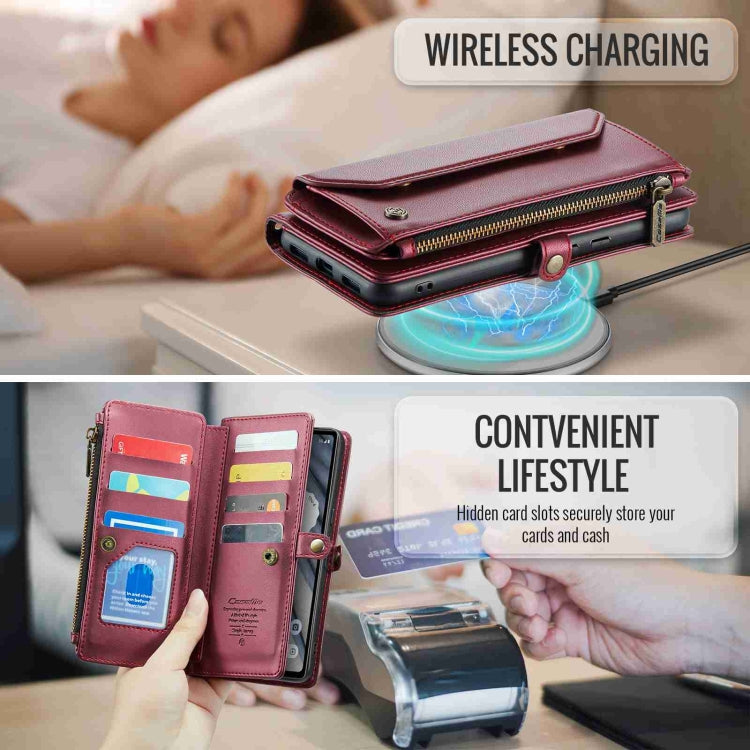 For Google Pixel 7a CaseMe C36 Card Slots Zipper Wallet RFID Anti-theft Leather Phone Case