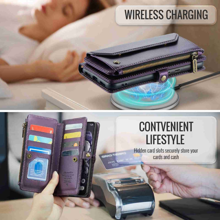 For Google Pixel 8 CaseMe C36 Card Slots Zipper Wallet RFID Anti-theft Leather Phone Case