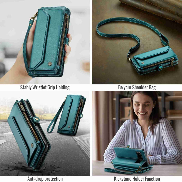 For Google Pixel 8 CaseMe C36 Card Slots Zipper Wallet RFID Anti-theft Leather Phone Case