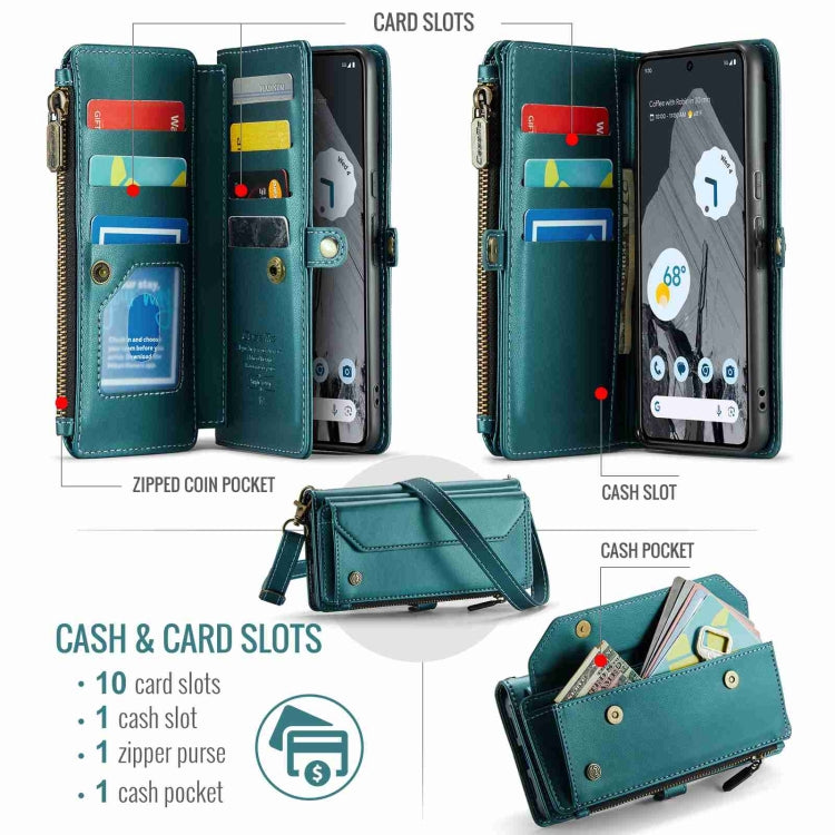 For Google Pixel 8 Pro CaseMe C36 Card Slots Zipper Wallet RFID Anti-theft Leather Phone Case
