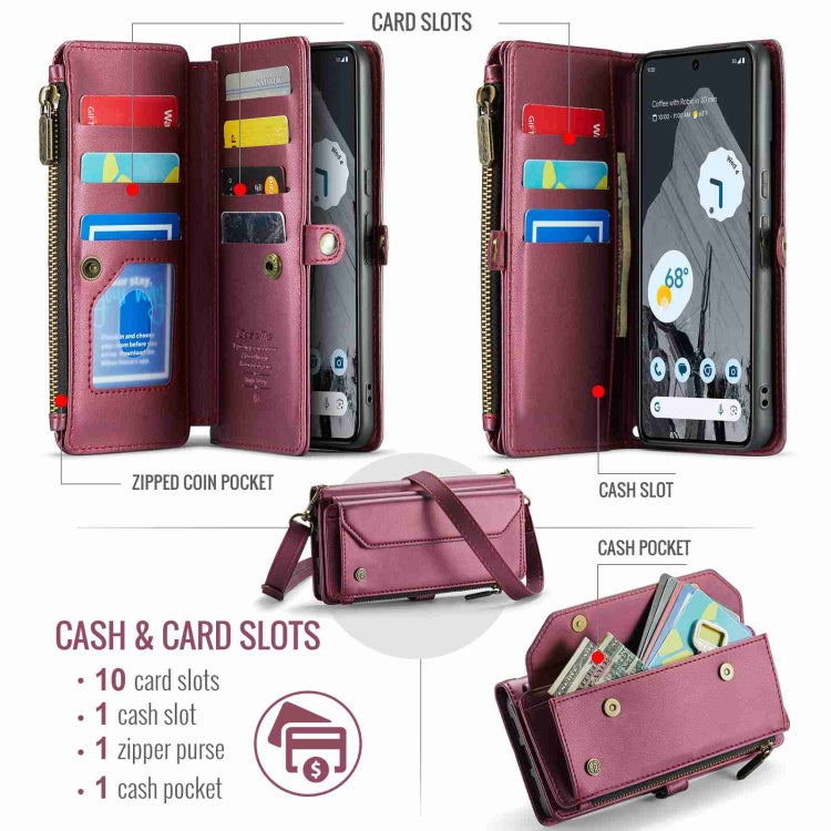 For Google Pixel 8 Pro CaseMe C36 Card Slots Zipper Wallet RFID Anti-theft Leather Phone Case