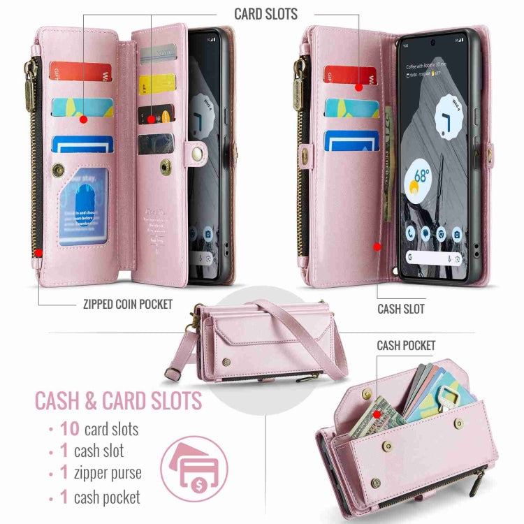 For Google Pixel 8 Pro CaseMe C36 Card Slots Zipper Wallet RFID Anti-theft Leather Phone Case