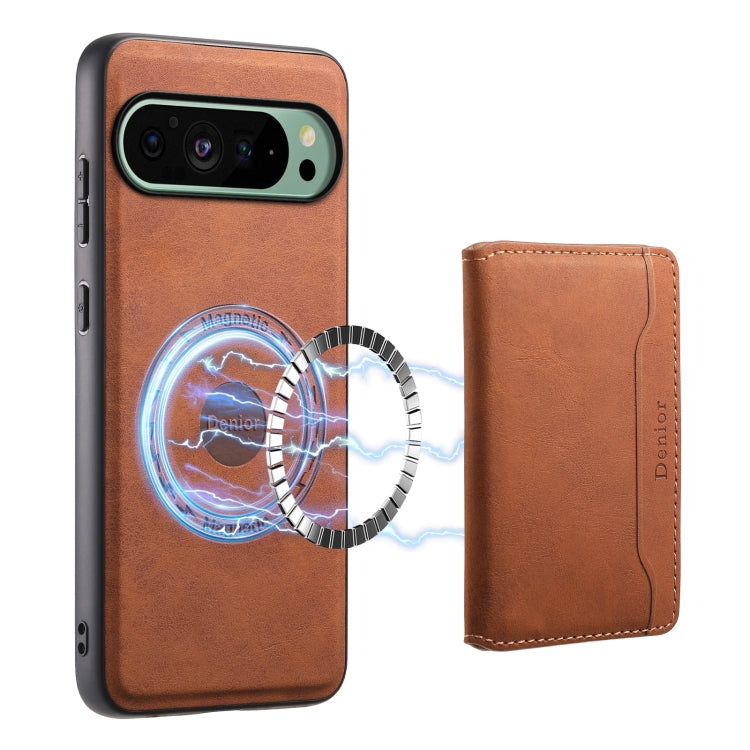 For Google Pixel 9 Denior D13 Retro Texture Leather MagSafe Card Bag Phone Case