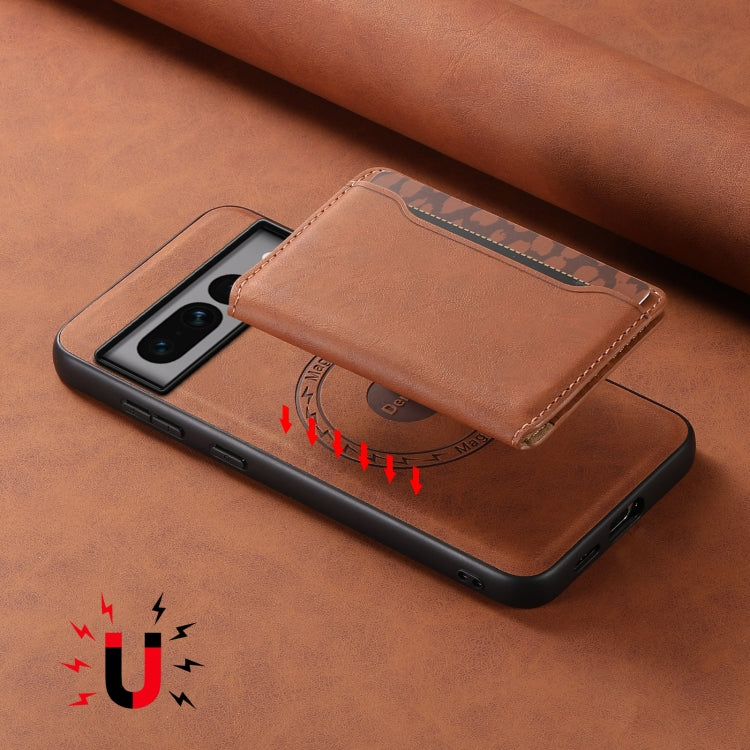 For Google Pixel 7 Pro 5G Denior D13 Retro Texture Leather MagSafe Card Bag Phone Case