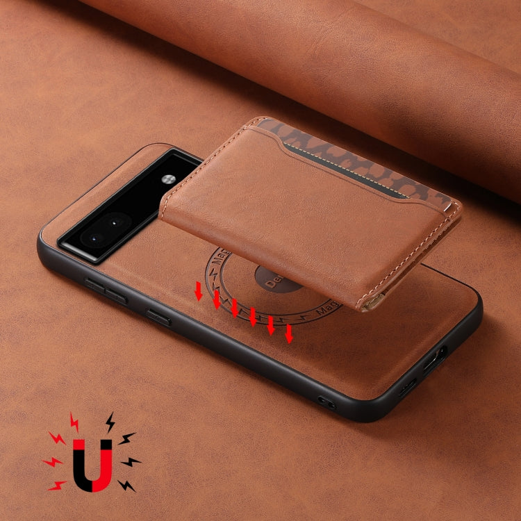 For Google Pixel 6a Denior D13 Retro Texture Leather MagSafe Card Bag Phone Case