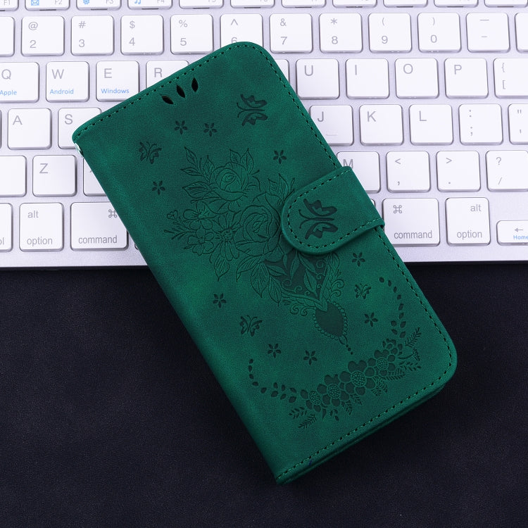 For iPhone 17e / 16e Butterfly Rose Embossed Leather Phone Case