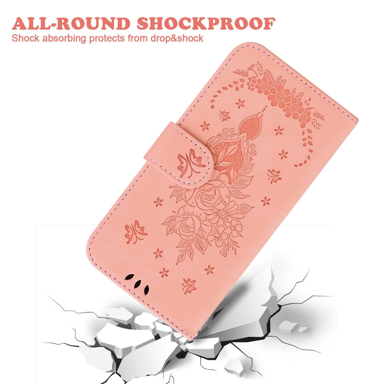 For iPhone 17e / 16e Butterfly Rose Embossed Leather Phone Case