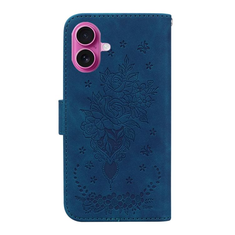 For iPhone 17 Butterfly Rose Embossed Leather Phone Case