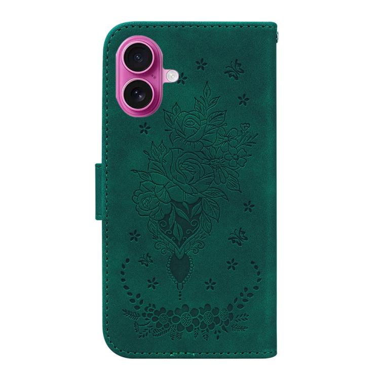 For iPhone 17 Butterfly Rose Embossed Leather Phone Case