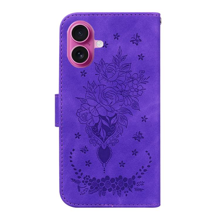For iPhone 17 Butterfly Rose Embossed Leather Phone Case
