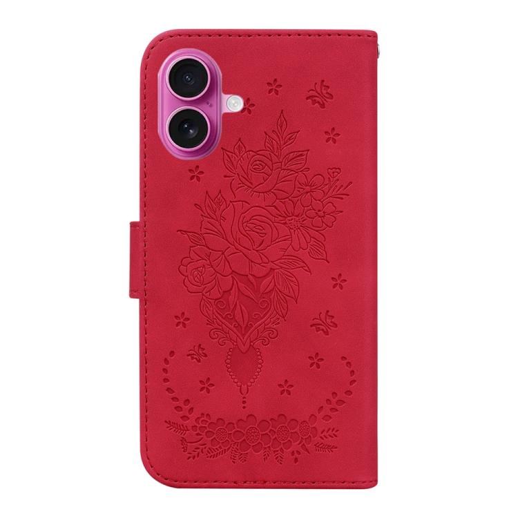 For iPhone 17 Butterfly Rose Embossed Leather Phone Case