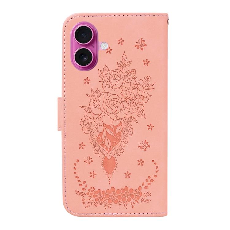 For iPhone 17 Butterfly Rose Embossed Leather Phone Case