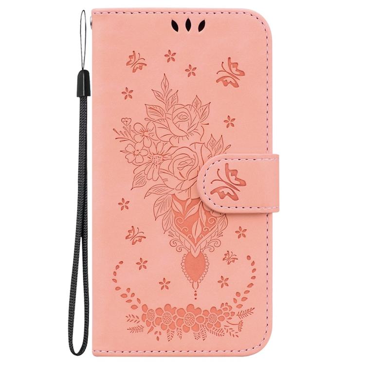 For iPhone 17 Pro Butterfly Rose Embossed Leather Phone Case