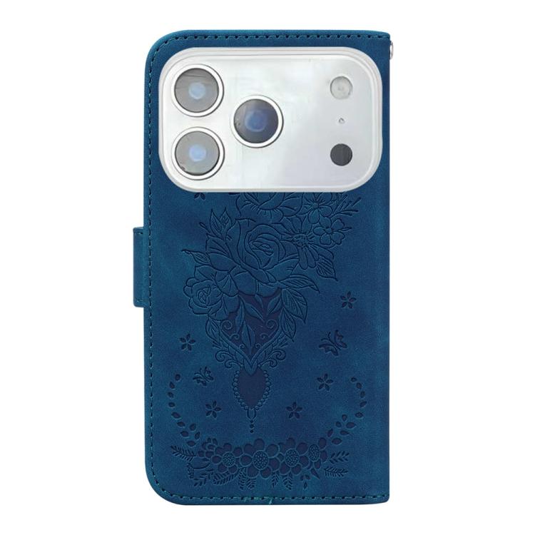 For iPhone 17 Pro Max Butterfly Rose Embossed Leather Phone Case