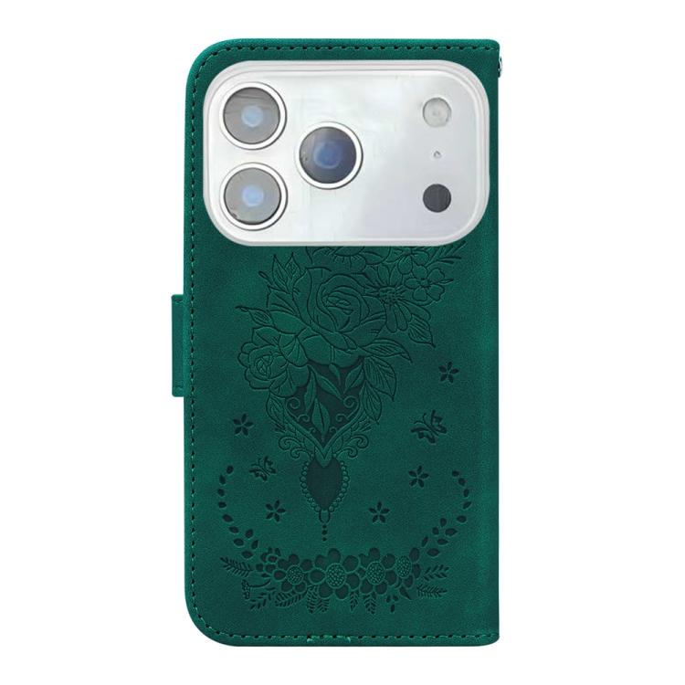 For iPhone 17 Pro Max Butterfly Rose Embossed Leather Phone Case