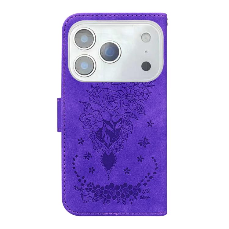 For iPhone 17 Pro Max Butterfly Rose Embossed Leather Phone Case