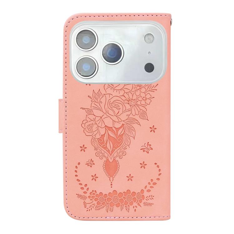 For iPhone 17 Pro Max Butterfly Rose Embossed Leather Phone Case
