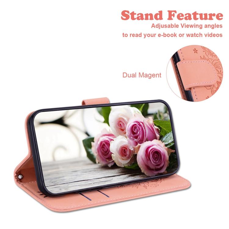 For iPhone 17 Pro Max Butterfly Rose Embossed Leather Phone Case