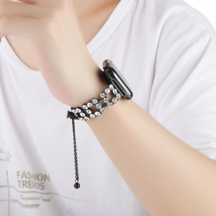 For Apple Watch Series 7 45mm Rhinestone Metal Bracelet Watch Band