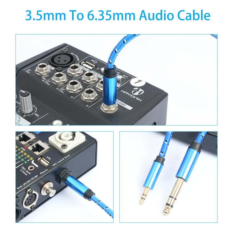 3662-3662BK 3.5mm Male to 6.35mm Male Stereo Amplifier Audio Cable, Length:1m