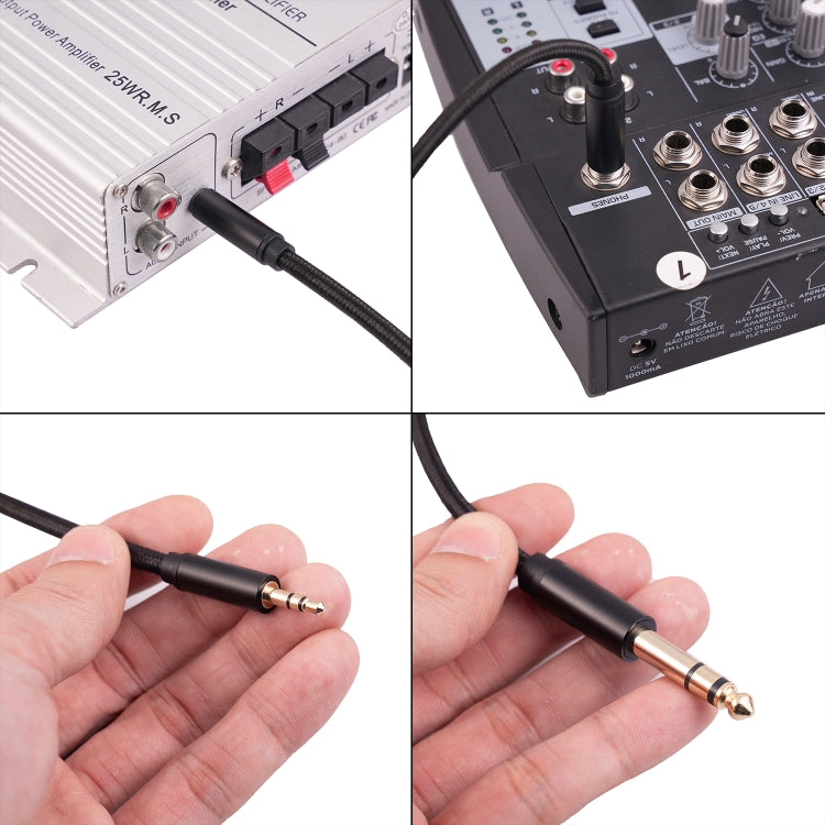 3662-3662BK 3.5mm Male to 6.35mm Male Stereo Amplifier Audio Cable, Length:1m