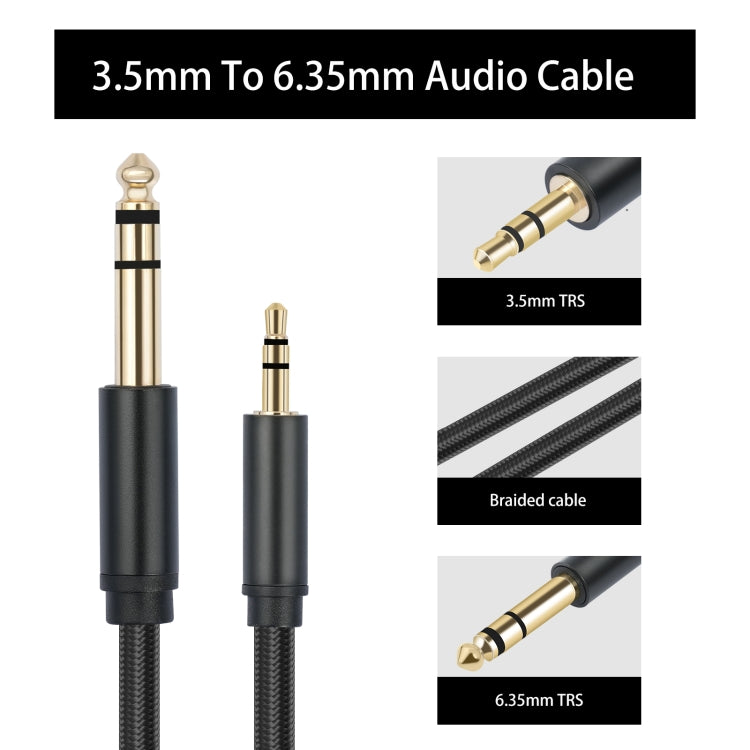 3662-3662BK 3.5mm Male to 6.35mm Male Stereo Amplifier Audio Cable, Length:2m