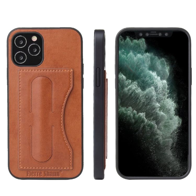 For iPhone 12 mini Fierre Shann Full Coverage Protective Leather Case with Holder & Card Slot