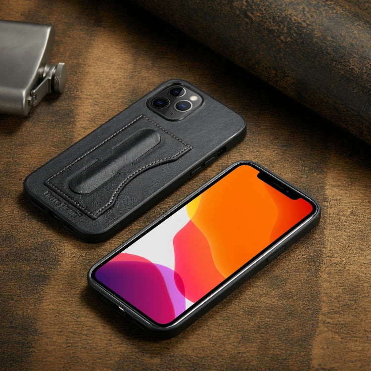 For iPhone 12 / 12 Pro Fierre Shann Full Coverage Protective Leather Case with Holder & Card Slot
