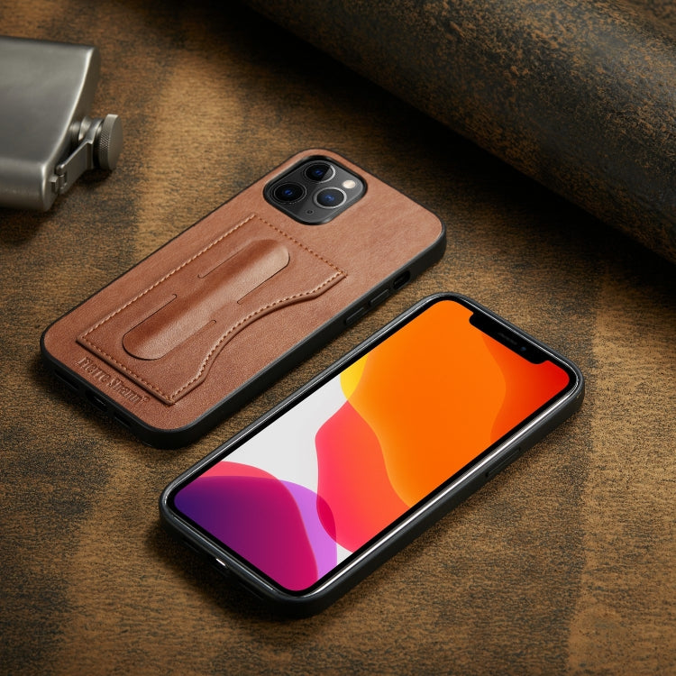 For iPhone 12 / 12 Pro Fierre Shann Full Coverage Protective Leather Case with Holder & Card Slot