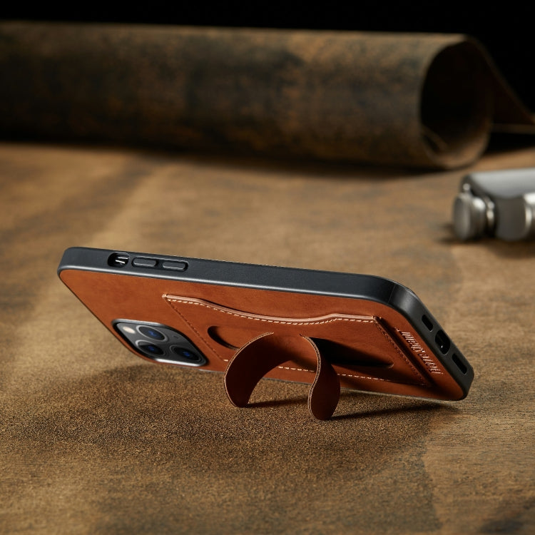 For iPhone 12 / 12 Pro Fierre Shann Full Coverage Protective Leather Case with Holder & Card Slot