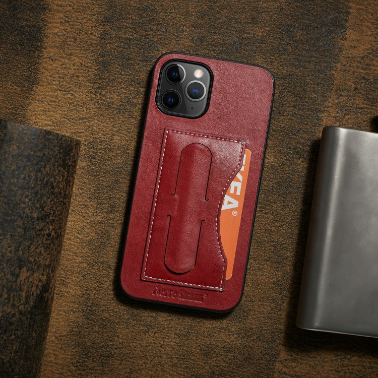 For iPhone 12 / 12 Pro Fierre Shann Full Coverage Protective Leather Case with Holder & Card Slot