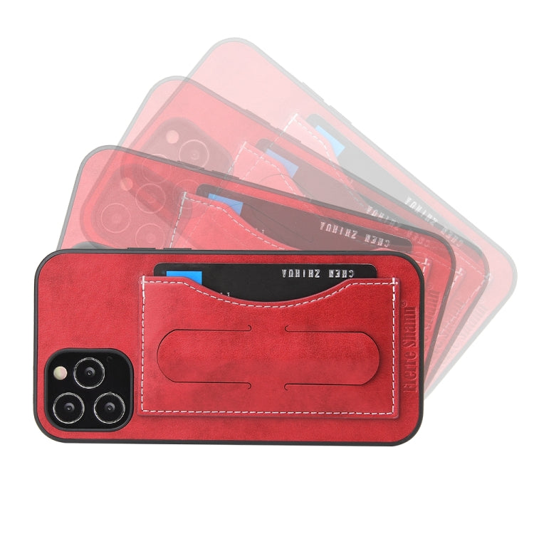 For iPhone 12 / 12 Pro Fierre Shann Full Coverage Protective Leather Case with Holder & Card Slot