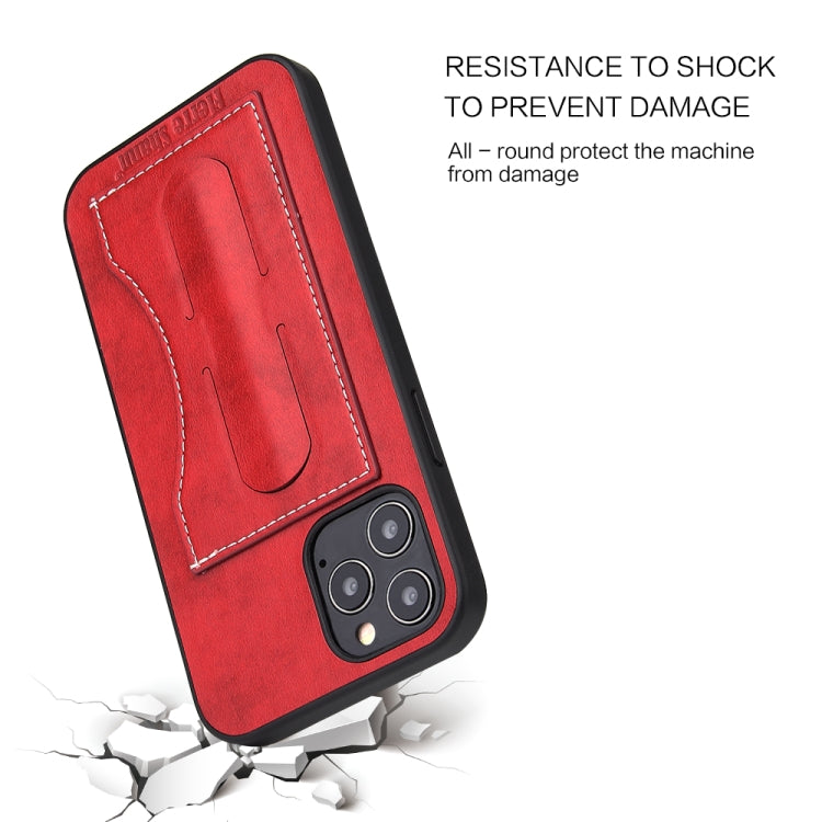 For iPhone 12 / 12 Pro Fierre Shann Full Coverage Protective Leather Case with Holder & Card Slot