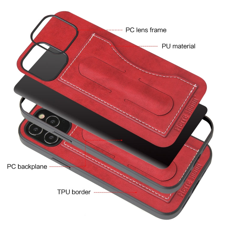 For iPhone 12 / 12 Pro Fierre Shann Full Coverage Protective Leather Case with Holder & Card Slot