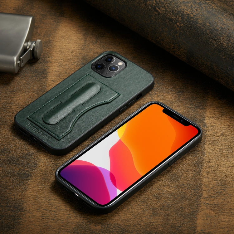 For iPhone 12 / 12 Pro Fierre Shann Full Coverage Protective Leather Case with Holder & Card Slot
