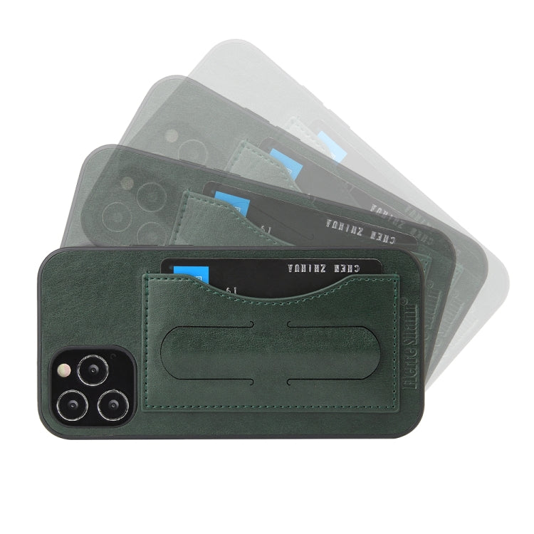 For iPhone 12 / 12 Pro Fierre Shann Full Coverage Protective Leather Case with Holder & Card Slot