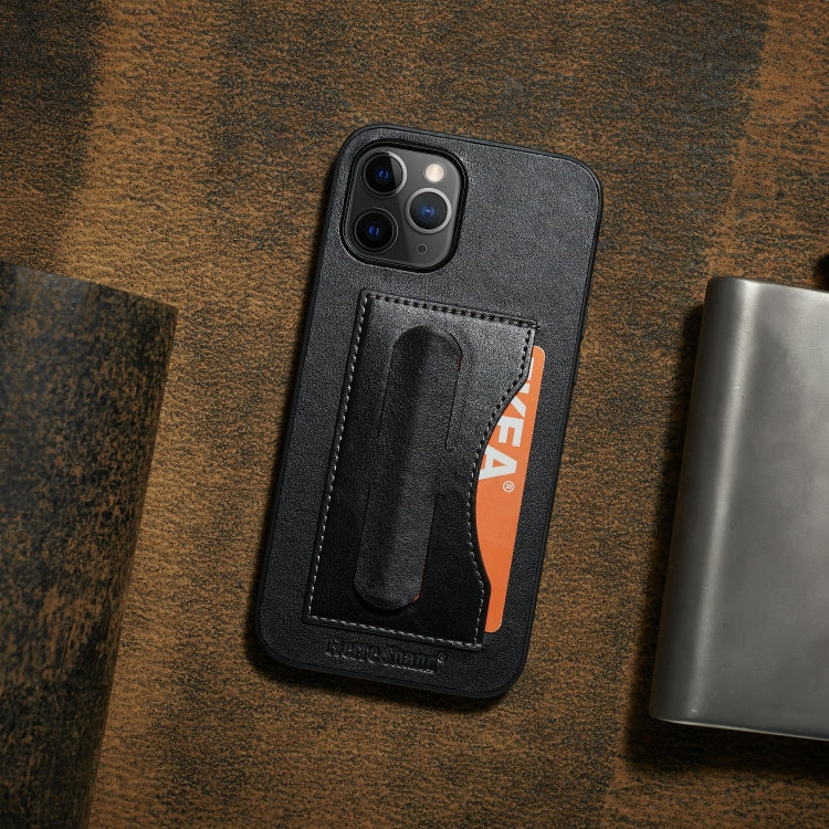 For iPhone 12 Pro Max Fierre Shann Full Coverage Protective Leather Case with Holder & Card Slot