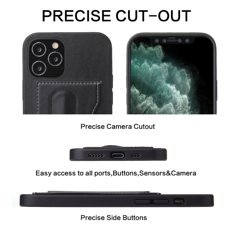 For iPhone 12 Pro Max Fierre Shann Full Coverage Protective Leather Case with Holder & Card Slot