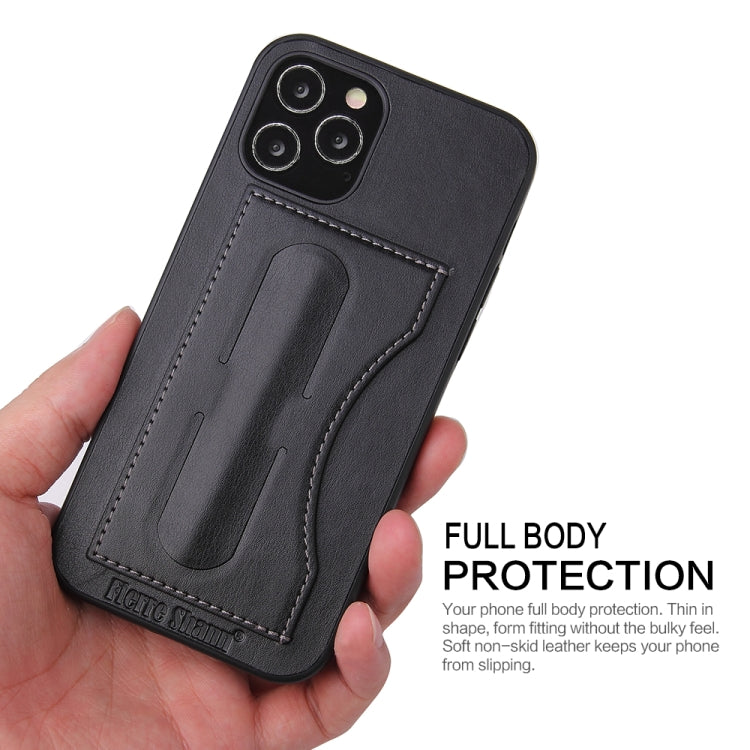 For iPhone 12 Pro Max Fierre Shann Full Coverage Protective Leather Case with Holder & Card Slot