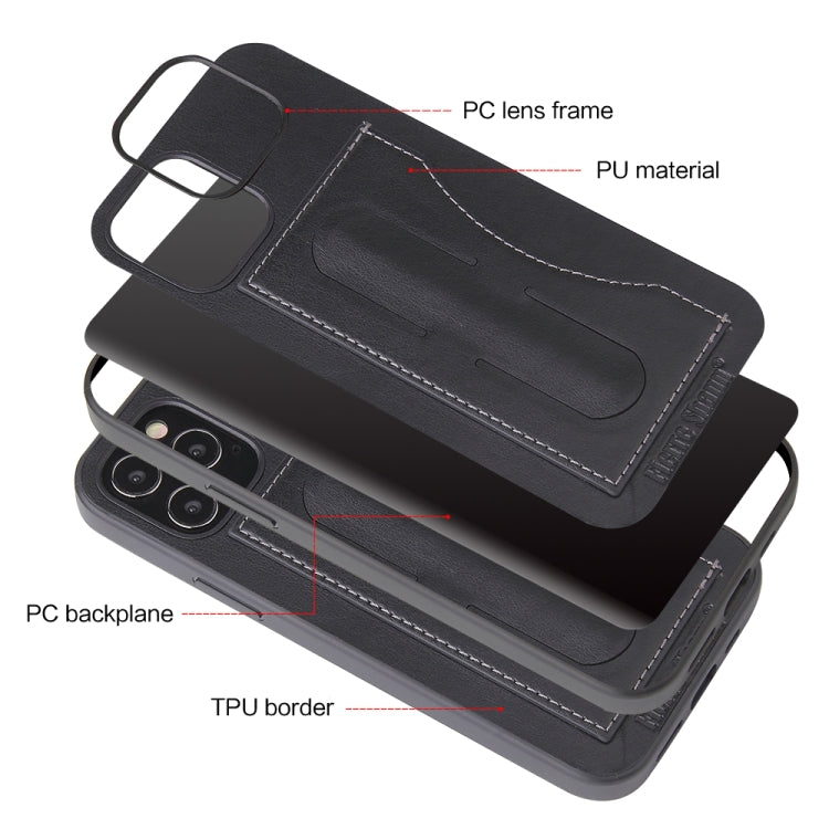 For iPhone 12 Pro Max Fierre Shann Full Coverage Protective Leather Case with Holder & Card Slot