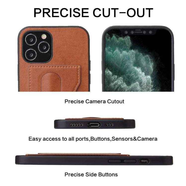 For iPhone 12 Pro Max Fierre Shann Full Coverage Protective Leather Case with Holder & Card Slot