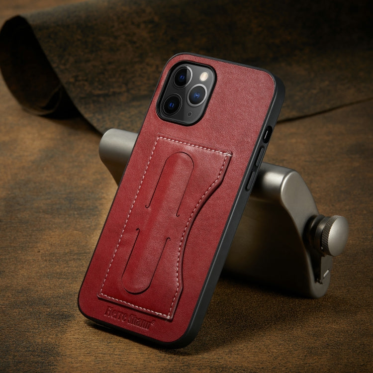 For iPhone 12 Pro Max Fierre Shann Full Coverage Protective Leather Case with Holder & Card Slot