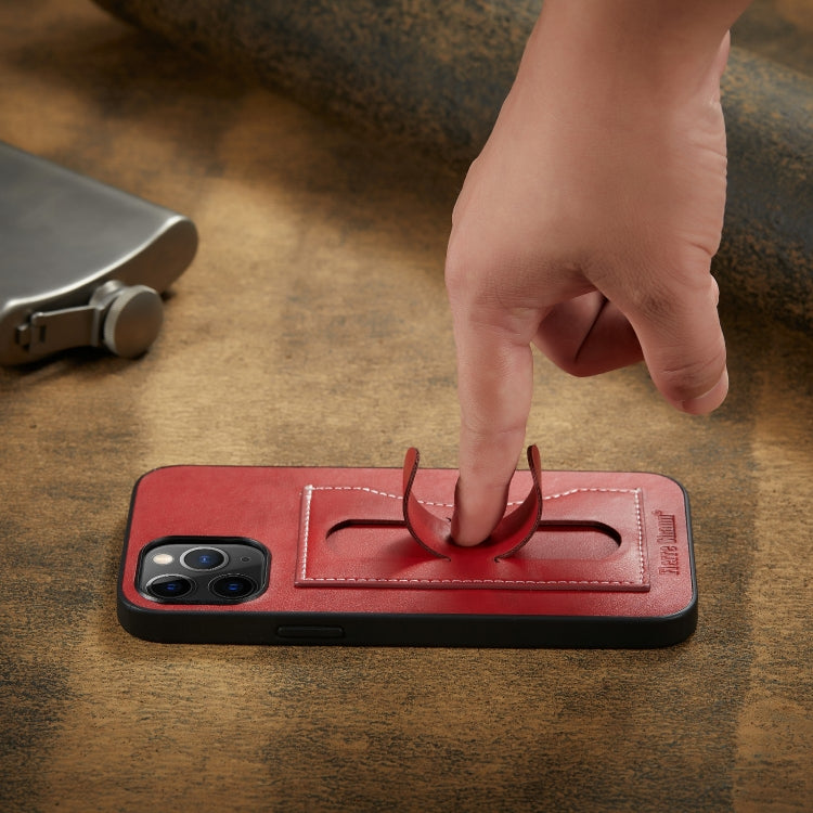 For iPhone 12 Pro Max Fierre Shann Full Coverage Protective Leather Case with Holder & Card Slot