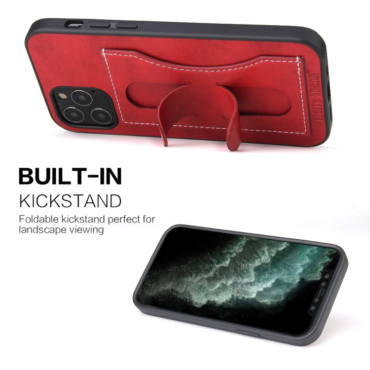 For iPhone 12 Pro Max Fierre Shann Full Coverage Protective Leather Case with Holder & Card Slot