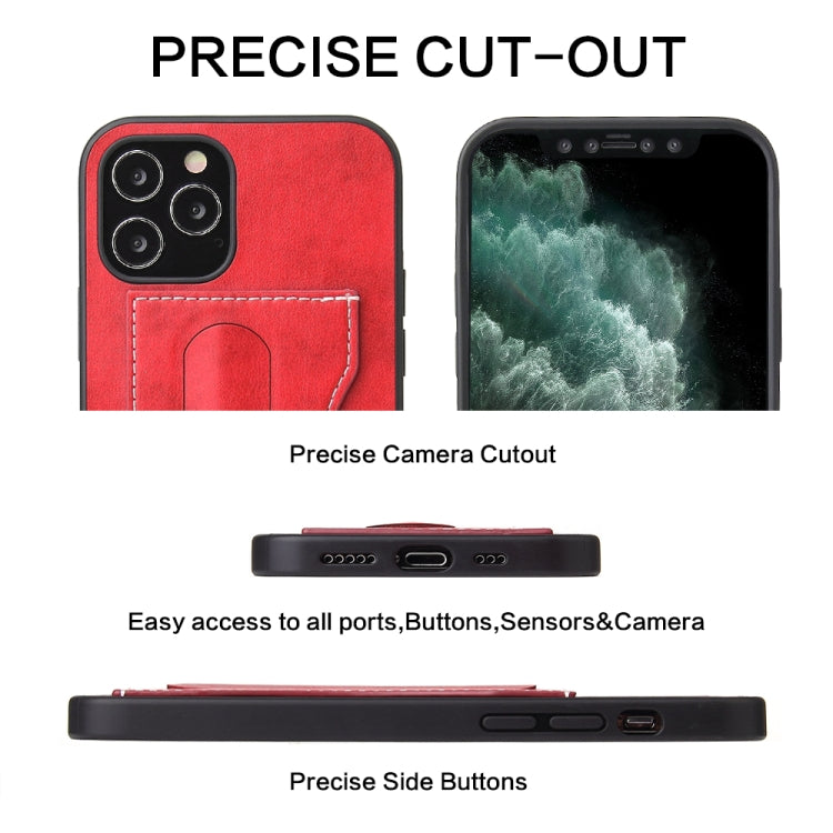For iPhone 12 Pro Max Fierre Shann Full Coverage Protective Leather Case with Holder & Card Slot