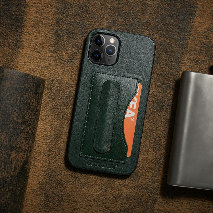 For iPhone 12 Pro Max Fierre Shann Full Coverage Protective Leather Case with Holder & Card Slot
