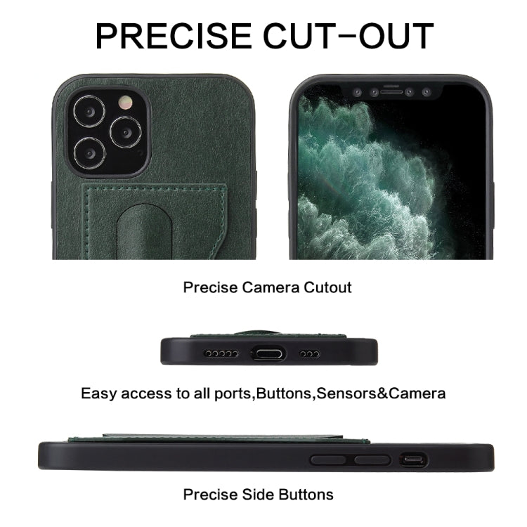 For iPhone 12 Pro Max Fierre Shann Full Coverage Protective Leather Case with Holder & Card Slot