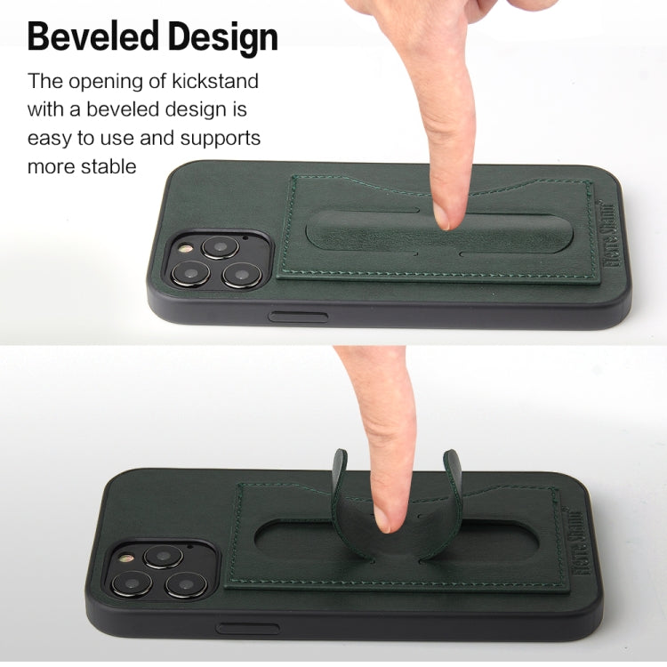 For iPhone 12 Pro Max Fierre Shann Full Coverage Protective Leather Case with Holder & Card Slot