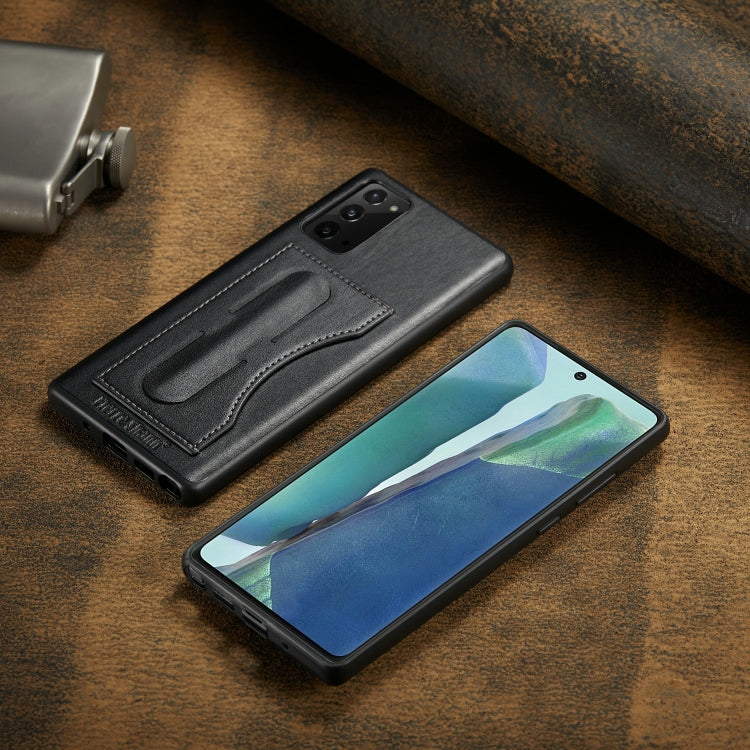 For Samsung Galaxy Note20 Fierre Shann Full Coverage Protective Leather Case with Holder & Card Slot